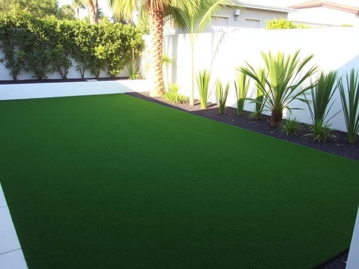 Pristine artificial turf lawn